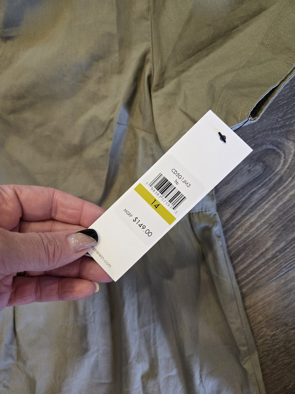 Calvin Klein Olive Button-Front Tiered Shirt Dress - Picture 3 of 3